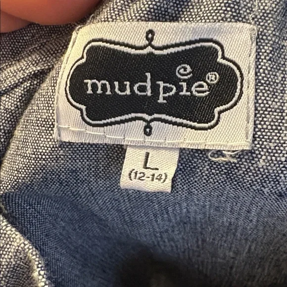 Mud Pie Blue Chambray Sleeveless Ruffle Collar Tunic Top size L (12-14) - Picture 5 of 15